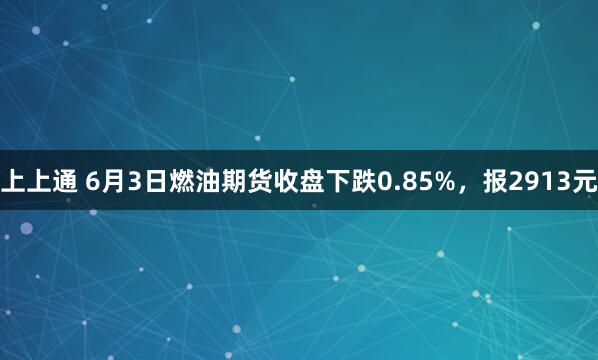 上上通 6月3日燃油期货收盘下跌0.85%，报2913元