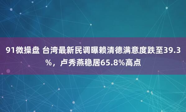 91微操盘 台湾最新民调曝赖清德满意度跌至39.3%，卢秀燕稳居65.8%高点